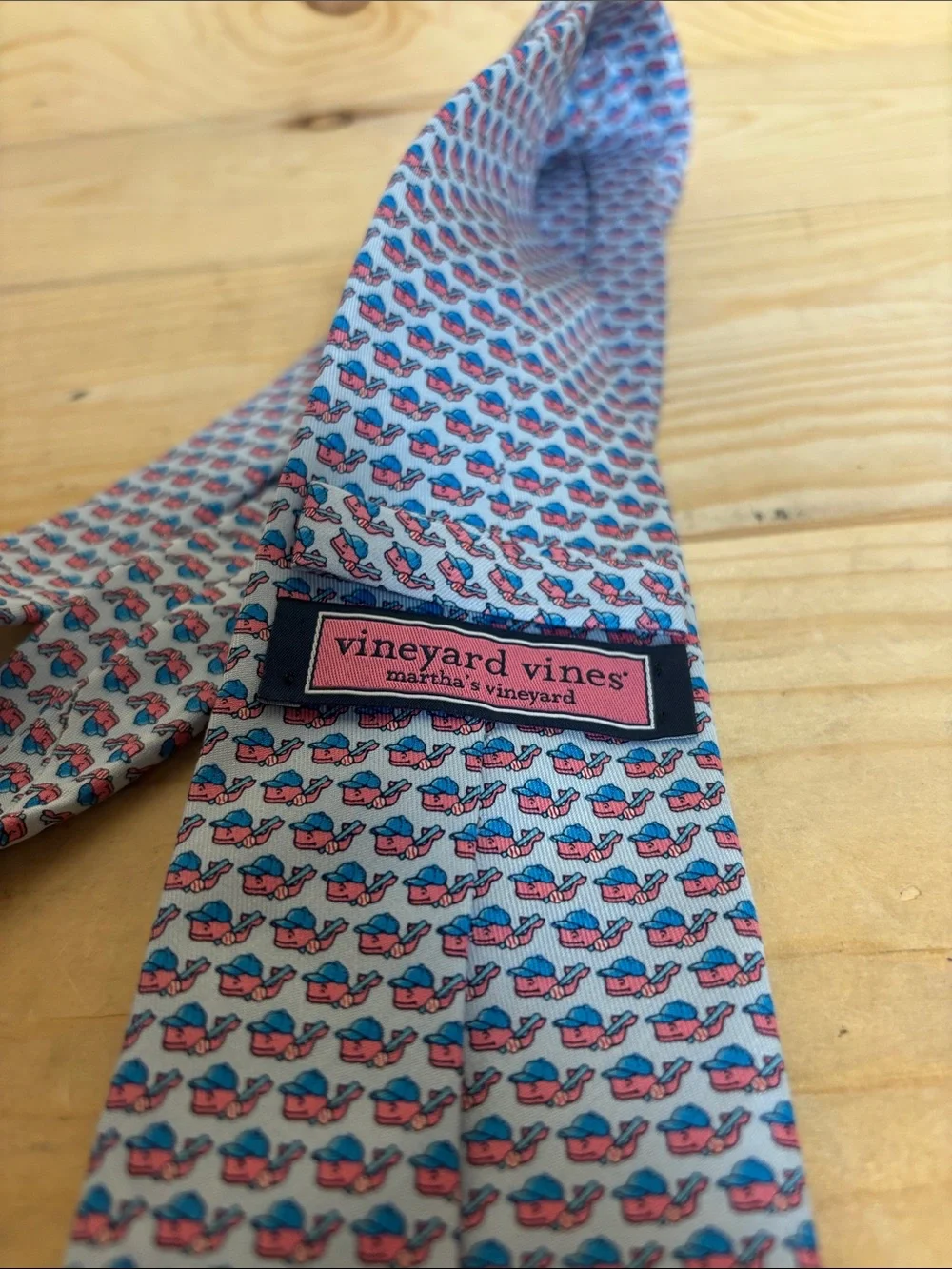 Vineyard Vines baseball whale neck tie Shep & Ian